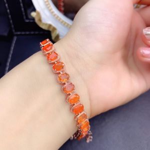 Montagne Jewelry Natural 4x6mm Orange Opal Bracelet Elegant Design Fine Jewellery 925 Pure Silver Bracelet