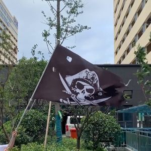 Pirate Flags Skull and Crossbones Sabres Swords Flags Halloween Decor Flagicts 100% Polyester Pirate Deadmans Chest Tricorner Flag