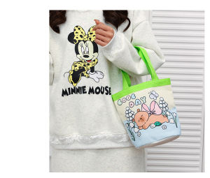 Túi xô vải canvas hình vẽ graffiti dễ thương hình ảnh trẻ con túi xách tay hình tròn túi lưu trữ cho mẹ túi ăn trưa túi tote nhỏ cho văn phòng