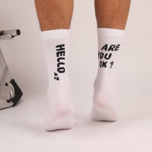 SERENEGLOW Summer New Trendy Cycling Socks for Men and Women Breathable Quick-Dry Moisture-Wicking High-Elastic Mid-Calf Socks with Fun Phrases