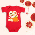 2025 Snake Year Cute Climbing Clothes CNY 福 Cartoon Design Pure Cotton Romper 吉祥 Baby Red Jumpsuit New Year Gift 新年快乐. 