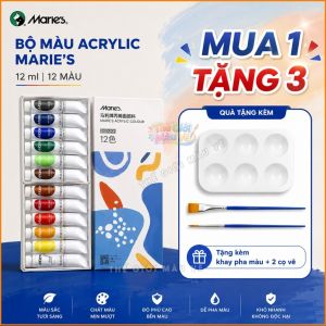 Màu Acrylic Marie’s 12ml Bộ 12/18/24/36 Màu Tặng Kèm Khay Pha Màu + Cọ Vẽ  – Vẽ Tranh Vẽ Giày Tô Tượng