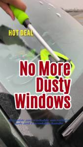 Windshield Cleaning Tool Microfiber Car Window Cleaner with 4 Reusable and Washable Microfiber Pads and Extendable Handle