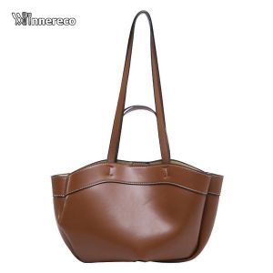 Luxury Women Tote Bag Soft PU Leather Large Capacity Handheld Shoulder Tote for Business and Casual Outings
