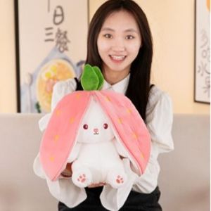 GẤU BÔNG THỎ DÂU TÂY THỎ CÀ RỐT THỎ BIẾN HÌNH TRÁI CÂY THỎ TAI DÀI 2 IN 1 CUTE CAO CẤP XUẤT KHẨU