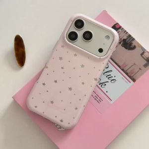 INS Gentle Girl Glitter Bling Star Pink Phone Case for iPhone 17pro 16 15 14 16pro 17ProMax 13 Shockproof Cute Back Cover Capa