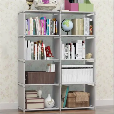 ชั้นวางของ ชั้นวางหนังสือโครงเหล็กแข็งแรงผ้ากันน้ำ สีเทา ขนาด 8 ช่อง รุ่น R13 s3