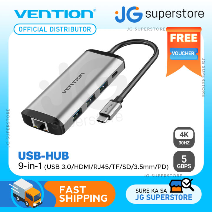Vention in USB C Hub (USB HDMI, RJ45, TF, SD, TRRS, PD 87W)  Docking Station Converter (THAHB) JG Superstore Lazada PH