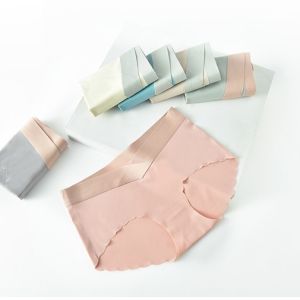 （4 pieces）Ice silk maternity panties maternity low-waist panties seamless fashion panties M-XXL