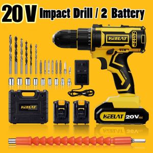 KEELAT SG Wall Drill 39pc Electric hand drill Cordless Drill Impact Drill Screwdriver With Wrench 3 Mode 20 / With LED