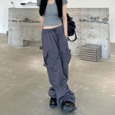 XIANG NIAN NI pants for women American Retro Casual Pants Loose Wide Leg Pants Straight Leg Cargo Pants