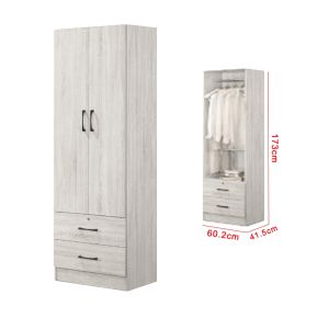 Livingmall Munich CARB-P2 Certified Board 2-3 Doors Soft Closing Wardrobe with Drawers & Top Cabinet