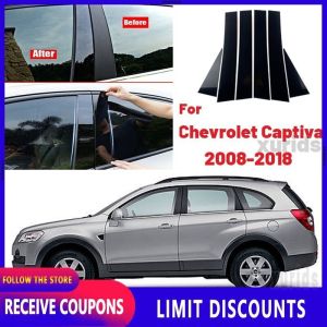 High quality Product details of 6 Pcs Glossy Black Car Door Window Center BC Pillar Post Stickers Trim External Decoration Films Auto Accessories For Chevrolet Captiva 2008 2009 2010 2011 2012 2013 2014 2015 2016 2017 2018