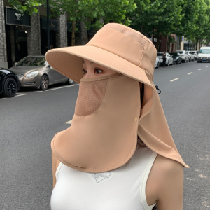 Omni-Directional Sun Hat Female Summer Outdoor Mountaineering Quick-Drying Sun Hat Riding Anti-Ultraviolet Neck Shield Full Face防晒帽女户外大沿太阳帽