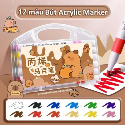 Hộp Màu Nước Acrylic 12/24/36/48/60 Màu – Bút Lông Vẽ Đa Năng Trên Mọi Chất Liệu Thỏa Sức Sáng Tạo DIY
