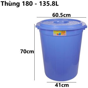 Thùng tròn có nắp nhựa VIỆT NHẬT - 80 120 180 220 - Đựng gạo nước đồ chơi bé - 5368+80+5+7