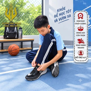 Quần Thể Dục Poly 2 Da Cao Cấp Màu Xanh Đen - Siêu Mềm Mại - Co Giãn 4 Chiều - SiêuThấm Hút  - Khóa Kéo 2 Bên & Dây Luồn