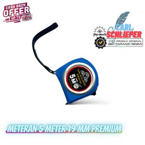 Meteran Carl Schlieper 5 Meter Original Auto Stop - Roll Meteran Pro Lite Cap Mata Anti Selip Bahan Grade A Anti Karat - Pengukur / Ukuran Tukang Import