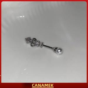 Miễn phí vận chuyển✨ 1pcs Vương Miện Ngọc Trai thép titan xoắn ốc tai xương móng tay thời trang Y2K Bông tai cho phụ nữ tai  đồ trang sức quà tặng
