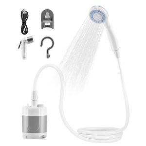 ฝักบัวแบบพกพาอัพเกรดฝักบัวอาบน้ำตั้งแคมป์พร้อมแบตเตอรี่6000MAh ชาร์จได้และดีไซน์ด้านล่างจมฝักบัวกลางแจ้งพร้อมจอแสดงผลดิจิตอลอัจฉริยะเหมาะสำหรับการเดินป่า