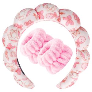 Băng đô spa Zkps dùng khi rửa mặt băng đô đeo tay băng đô trang điểm chăm sóc da băng đô vải bông mềm mại băng đô chuẩn bị trang điểm cho nữ và bé gái băng đô đệm dày chống trượt phụ kiện tóc dày (Màu đen)
