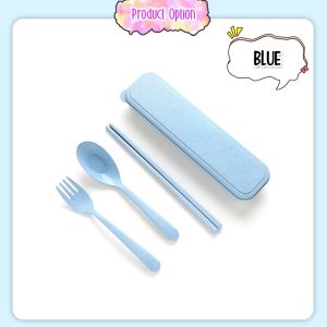 [Choo Choo Toy] Portable Stainless Steel Cutlery Set Reusable Fork Spoon Chopsticks with Case 便携餐具 Set Sudu Garpu - KW40