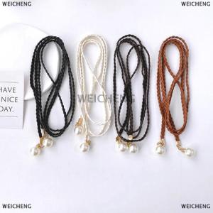 [COD] WEICHENG Retro PU Braided Belt Chain Versatile Women Leather Rope Waistband Love Buckle Jeans Dresses Clothing Accessories