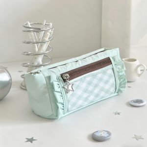 LUXELU Transparent window Pencil Case Large Capacity Badge Display Pen Bag Portable Storage Stationery Storage Pouch Office School Supplies