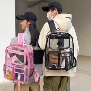 Waterproof Clear Backpack Large Capacity Travel Bag for Men & Women  Transparent School Bag for Outdoor Sports Work Airport & Daily Use