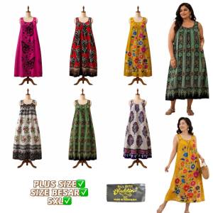 Baju Batik Dress Sleeveless/Baju Batik Wanita Size Besar/Batik Indonesia Aladdin/Women Batik Dress Nighty Pajamas