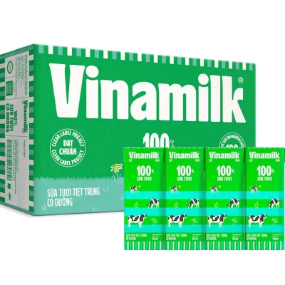 Thùng 48 Hộp Sữa Tươi Tiệt Trùng Vinamilk Có Đường 110/180ml Trên 1 Tuổi Cho Bé - Bibomart