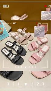 [Free Shipping] Womens Summer Sandals with One Strap Roman Style Wedge Heel Chunky Heel Dual-Wear Square-Toed Half-Slipper Sandals
