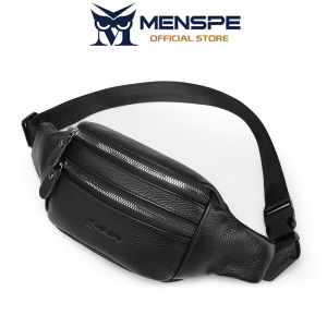 MENSPE Mens Chest Bag Genuine Leather Waist Bag  Fashion  Sports Bag Large Capacity Casual Bag Outdoor Fitness Bag Travel Bag Business Bag