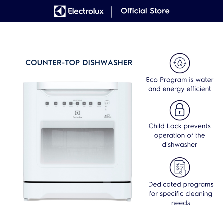 Electrolux ESF6010BW 55cm Compact Counter Top Dishwasher with 2 Years