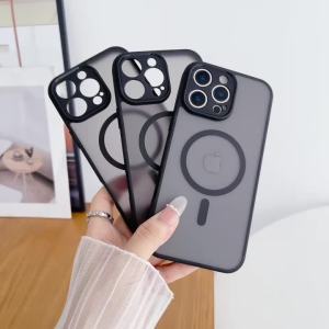 KEYSION Magnetic Phone Case for for VIVO V70 5G Soft Silicone+PC Matte Translucent Black Shockproof Back Cover for VIVO V70