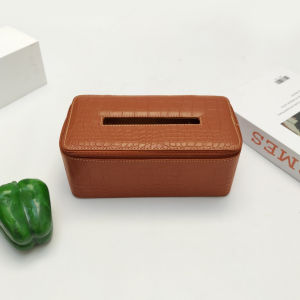 Box tissue tebal bahan kulit sintetis kotak tisu polos resleting pouch tempat tissu wajah