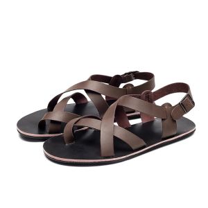 Banchugw 2025 Summer Men Leather Sandals Designer Slippers Non-slip Mule Luxury Roma Gladiator Sandals Men Shoes Man Casual Flip Flops