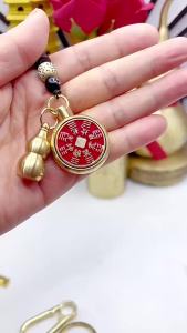 Shangui Money Coin Zodiac Pendant Pure Copper Activity Abacus Key Chain 12 Chinese Zodiac Hollow Cinnabar Gourd Pendant Fortune Bag Five Emperors Money Key Chain