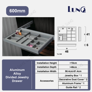 Aluminum Alloy and Leather Divider Closet Jewelry Accessories Storage Pull Out Organizer Drawer Wardrobe Organizer