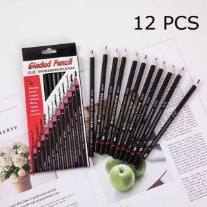 12 PCS/Lot Wooden Pencils Set 2H-8B Paper Box Professional Drawing Journal Writing Pencils