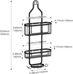 3 Tier Punch-Free Wall Mounted Bathroom Shelf Baskets Organizer Storage Rack For Body Wash/Shampoo Storage Shower Organizer Heavy Duty Bathroom Shelving With Hook
