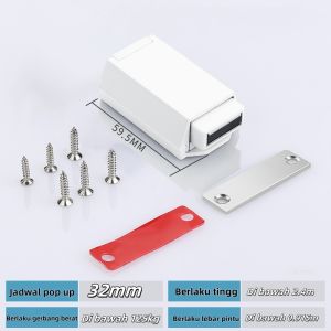 Magnetic Door Catch Heavy Duty Push to Open Hidden Handle Cocok untuk Pintu & Kabinet Tanpa Gagang Pintu