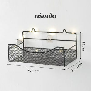 ชั้นวางของ ชั้นวางของในห้องน้ำ แบบติดผนัง ไม่ต้องเจาะ  มีกาวแถม ติดผนังช่วยประหยัดพื้นที มี2ขนาด【สีขาว /สีดำ】