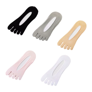 Womens No Show Toe Socks Five Finger Liner Socks Antis Slip for Sneaker Shoes Running Athletic Invisible Socks