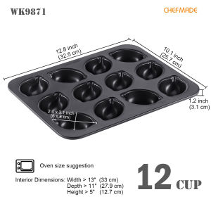 CHEFMADE 12 Cup Non-stick Lemon Cake Mould Lemon Shape Nonstick Cake Dish Muffin Pot Cake Tray Chiffon Cake Muffin Cream Mousse Dessert WK9750/WK9871