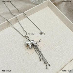 [COD] MINIFRIUT New Tassel Pony Pendant Pull-Out Long Necklace For Women Snake Bone Chain Accessories Sweater Chain