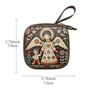 UNIITY Virgin Mary Prayer Rosary Storage Bag 7x7cm Zippered Religious Articles Portable Elegant Christian Jewelry Box Devotees