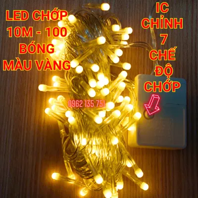 Dây Đèn LED CHỚP 10m - 100 bóng Trang trí Noel Bóng tròn 360 độ