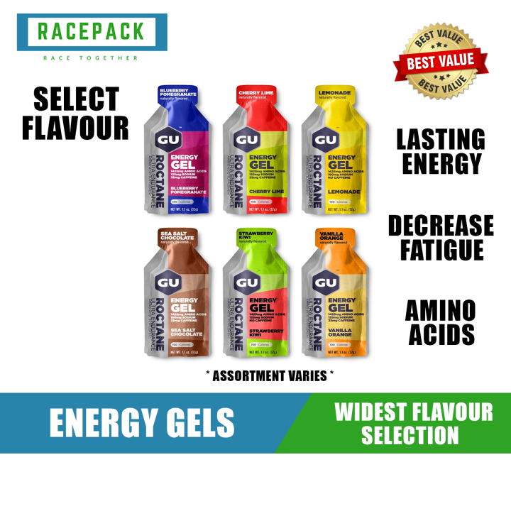 GU Roctane Energy Gel 6 Pack (Flavour Vary for Assorted, Select Flavour