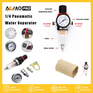 AumoPro 1/4" BSP Water Separator for Air Compressor Filter Regulator Moisture Airbrush Oil Gauge AFR2000-02 Pneumatic Filter